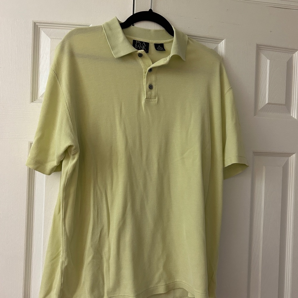 Jos. A. Bank Signature Collection Silk Cotton Knit Polo Shirt Beige Men's Medium